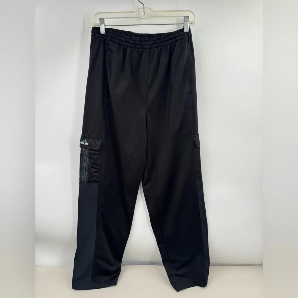 Adidas Track Pants Mens M Black Dark Green Baggy Cargo Pocket 90s Y2K